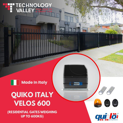 Quiko Italy Velos 600 24 VDC Sliding Gate Motor – Low Voltage Solution for UAE & Gulf - Technology Valley Gate System